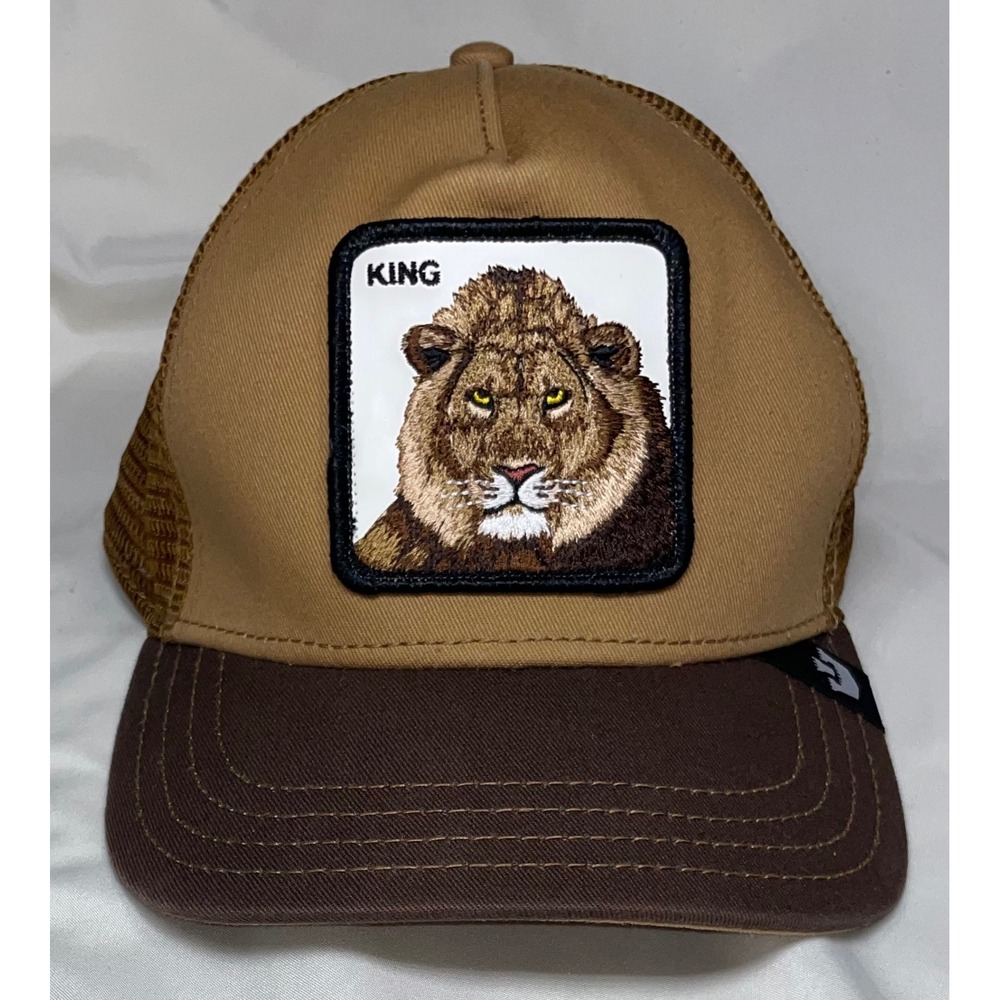 Goorin Bros The Farm King Lion Trucker Hat Brown Tan Snapback Mesh Cap